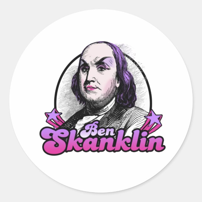 Benjamin Skanklin Runder Aufkleber (Vorderseite)