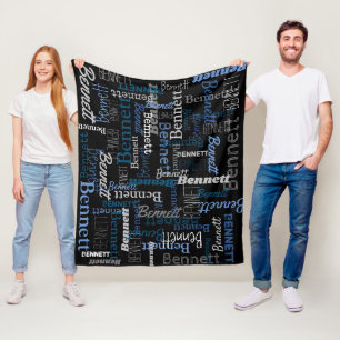 Bennett personalisierter Name blau graue Decke