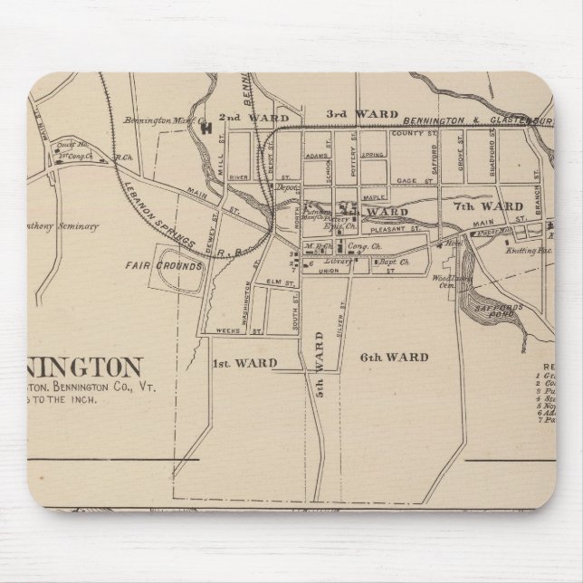 Bennington und Plan von Battleboro Mousepad (Vorne)