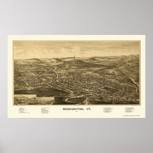 Bennington, VT Panoramic Map - 1887 Poster