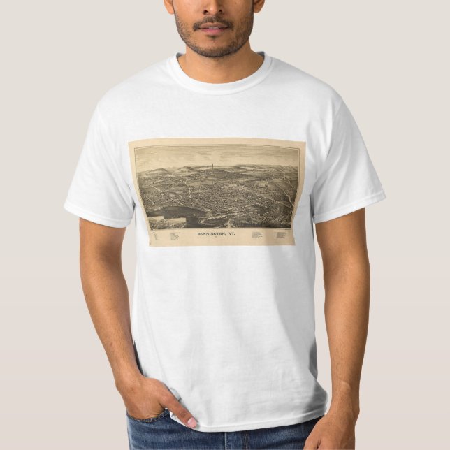 Bennington, VT Vintage Karte T-Shirt (Vorderseite)
