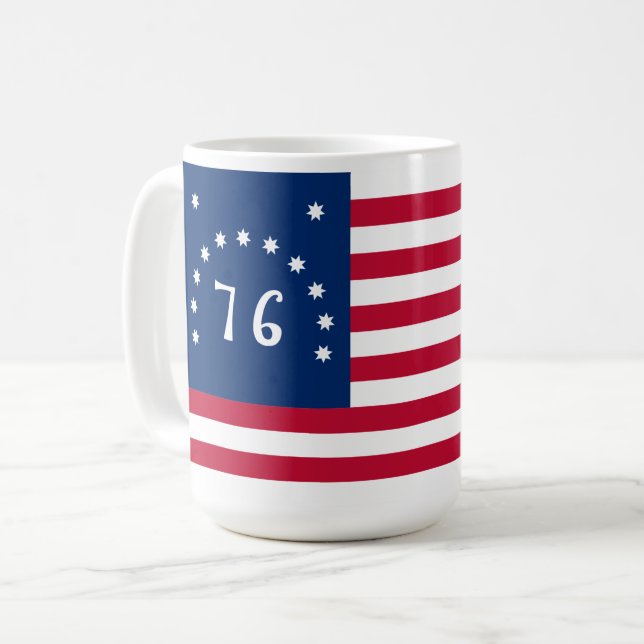 Benningtons Banner: Die 76 amerikanische Schlachtf Kaffeetasse (Vorderseite Links)