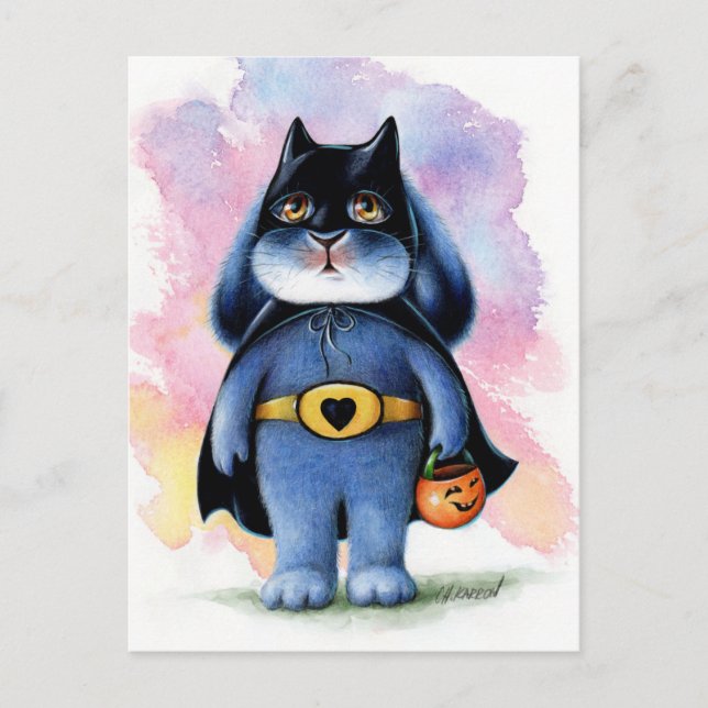 Benny Blue - Batbunny Halloween Postcard Postkarte (Vorderseite)