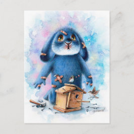 Benny Blue - Carte postale de maison d'oiseau à fa