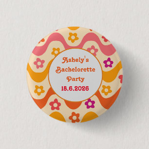 Benommen und verlobt Retro 70er Junggesellinnenabs Button