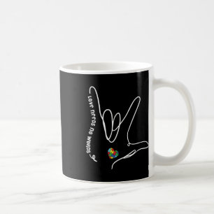 Benötigt keine Worte Asl Puzzle Piece Herz Autismu Kaffeetasse