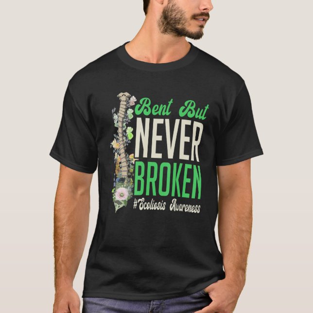 Bent, but not Brobrook Scoliose Awareness Floral S T-Shirt (Vorderseite)