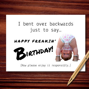 Bent Over Background Funny Birthday Karte