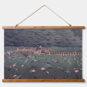 Benten-Lotus-Teich, Hasui Kawase Wandteppich Mit Holzrahmen