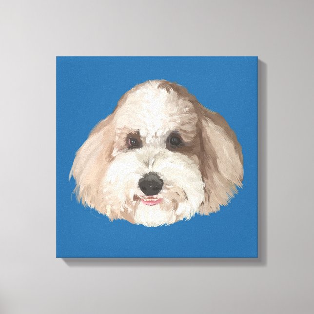 Bentley Portrait Pet Drawing Dark Blue Leinwanddruck (Vorderseite)
