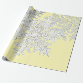 BENTLEY SNOWFLAKES AUF DEM GELBEN GIFT-WRAPPING-PA GESCHENKPAPIER