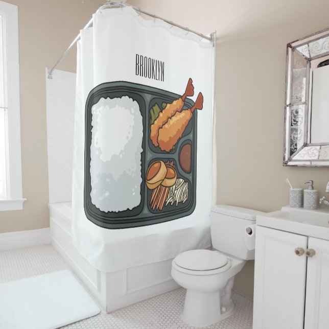 Bento Cartoon Illustration Duschvorhang (Beispiel)