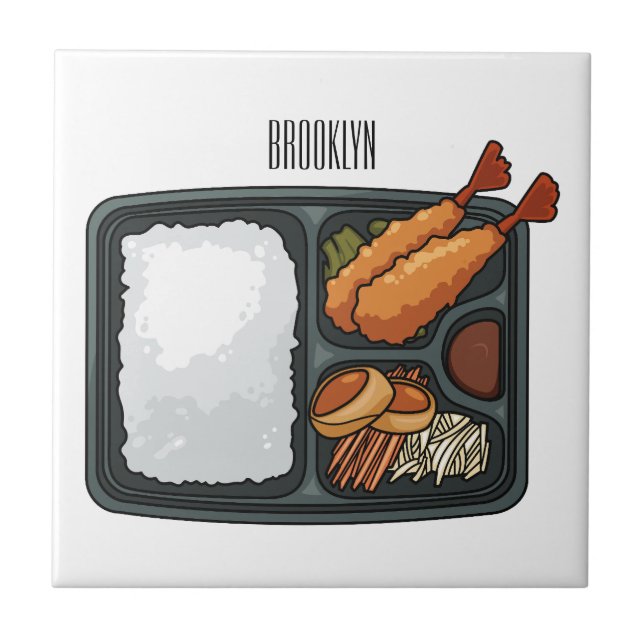 Bento Cartoon Illustration Fliese (Vorderseite)