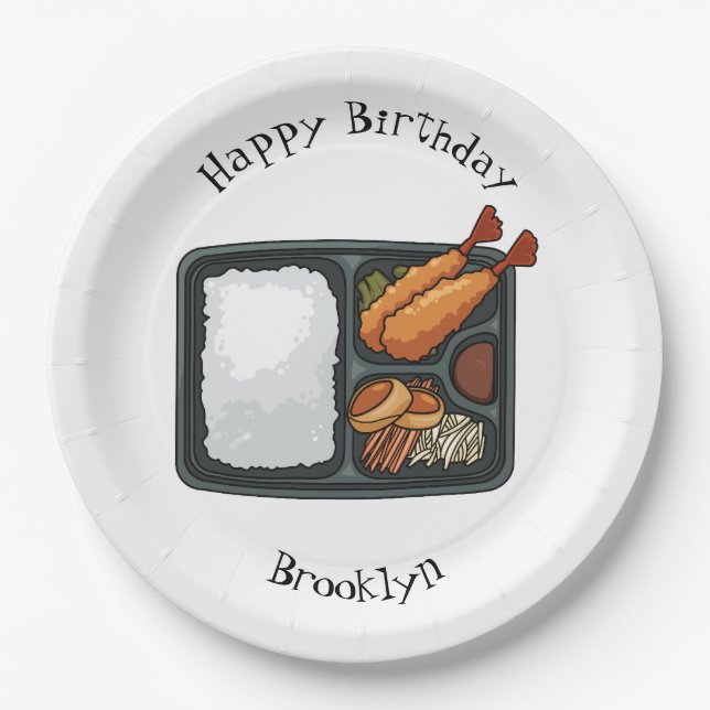 Bento Cartoon Illustration Pappteller (Vorderseite)
