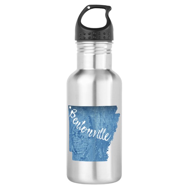 Bentonville Arkansas Wood Grain Edelstahlflasche (Vorderseite)