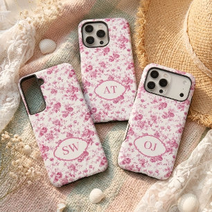 Benutzerdefinetes rosa Toile-Monogramm-Handyhülle- Samsung Galaxy Hülle