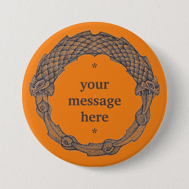 Benutzerdefinierbare Button-OUROBOROS schwarz/türk Button (Vorderseite)