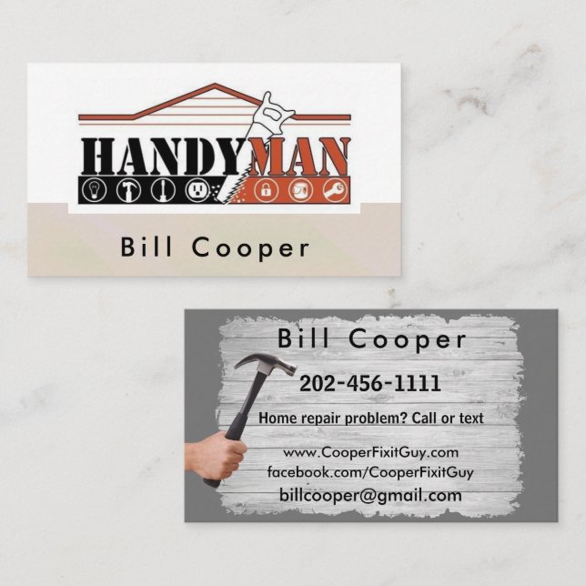 Benutzerdefinierbare Handyman Zuhause Repair Busin Visitenkarte (Vorne/Hinten)