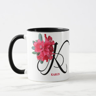 Benutzerdefinierbare Karen-Namen rote Blume hübsch Tasse