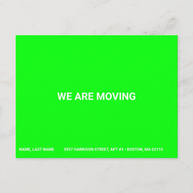 Benutzerdefinierbare Name-Adresse ändern neon grün Postkarte (Vorderseite)