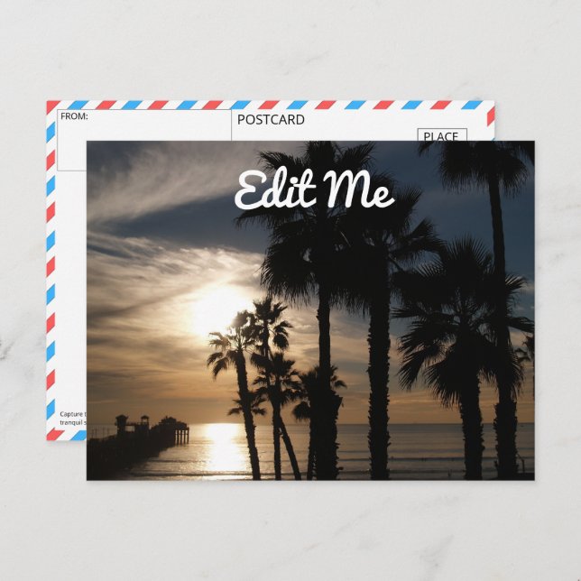 Benutzerdefinierbare Postkarte für Sunset-Silhouet (Vorne/Hinten)