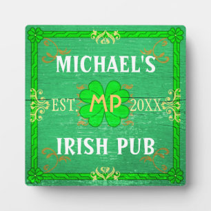 Benutzerdefinierbare Zuhause Bar Irish Pub Green Fotoplatte