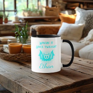 Benutzerdefinierbarer Neon-Halloween-Becher - Cyan Tasse