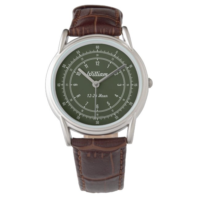 Benutzerdefiniert 12 - 24 Stunden Explorer-Überwac Armbanduhr (Vorderseite)