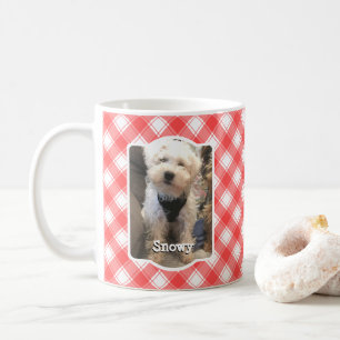 Benutzerdefiniert 2 Foto Rot & Weiß Landhaus Karo Kaffeetasse