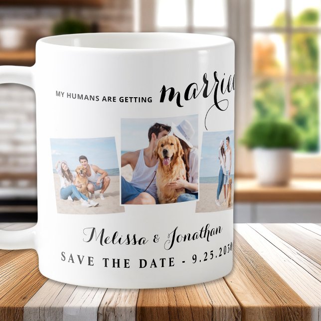 Benutzerdefiniert 3 Foto Hunde Hochzeit speichern  Kaffeetasse (Von Creator hochgeladen)