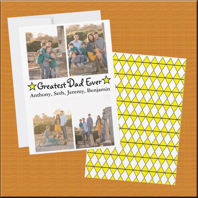 Benutzerdefiniert 4 Foto Bester Vater je Vatertag  Einladung (Von Creator hochgeladen)