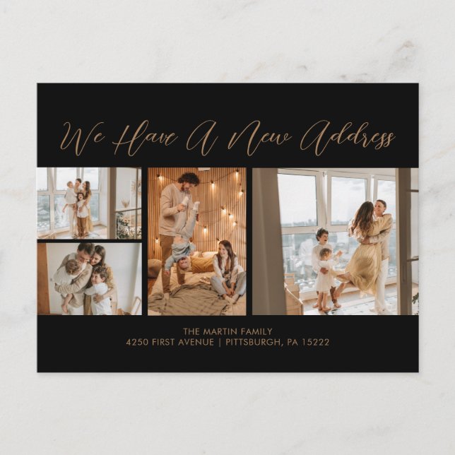 Benutzerdefiniert 4 Fotos Lässiges Skriptbewegen i Postkarte (Vorderseite)