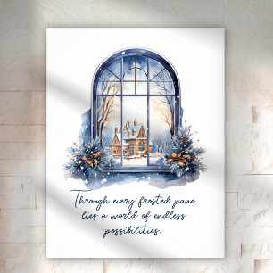 Benutzerdefiniert Blau Weiß Schnee Nordisch Winter Poster