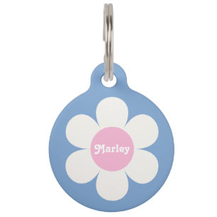 Benutzerdefiniert Blume Power Daisy rosa und blau Haustiermarke