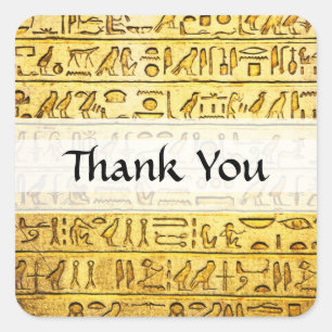 Benutzerdefiniert "Danke" ägyptische Hieroglyphen Quadratischer Aufkleber