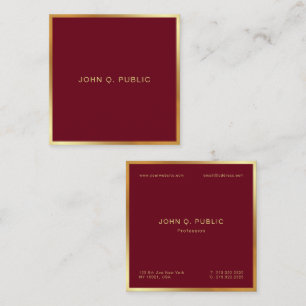 Benutzerdefiniert Elegant Gold Text Burgunderrot L Quadratische Visitenkarte