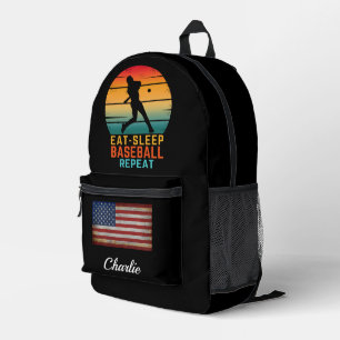 BENUTZERDEFINIERT ESSEN SCHLAF BASEBALL WIEDERHOLE BEDRUCKTER RUCKSACK