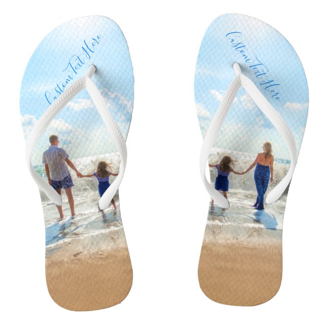 Benutzerdefiniert: Foto spiegelt Flop mit Text Flip Flops (Fußbett)