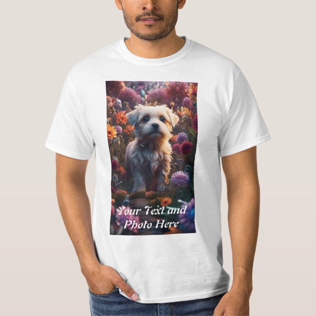 Benutzerdefiniert, Foto und Text hinzufügen T-Shirt (Vorderseite)