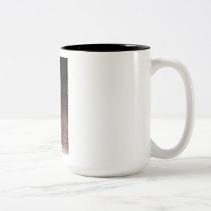 Benutzerdefiniert, Foto und Text hinzufügen Zweifarbige Tasse