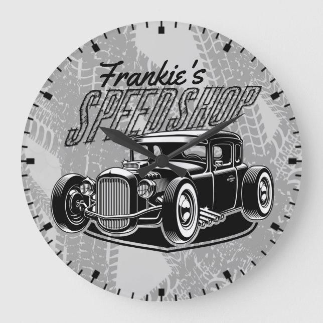 Benutzerdefiniert Frisierte Auto Coupe Speed Shop  Große Wanduhr (Vorderseite)