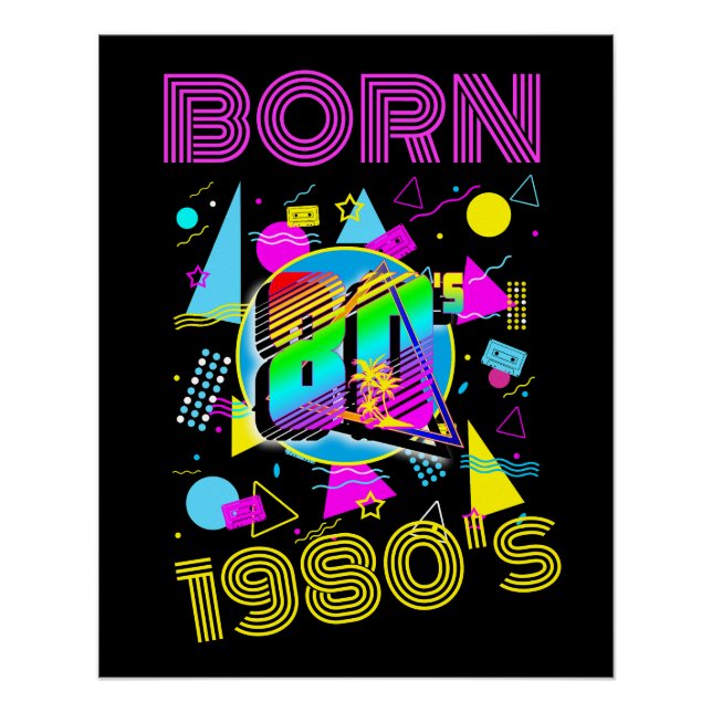 Benutzerdefiniert Geborene Retro 80" der 80er Jahr Poster (Vorderseite)