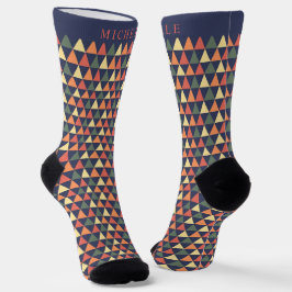 Benutzerdefiniert Grün Gelb Orange Rot Dreieck Geo Socken