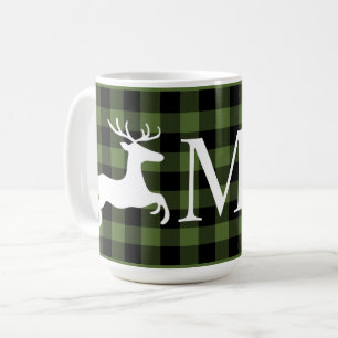 Benutzerdefiniert Grün Schwarz Buffalo Holzfäller  Kaffeetasse