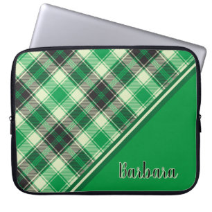 Benutzerdefiniert grün und schwarz Kariert Laptopschutzhülle