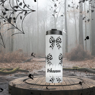 Benutzerdefiniert Halloween-graue Bows Coquette Thermosbecher