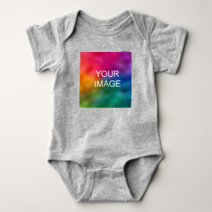 Benutzerdefiniert Heather Grau Text hinzufügen Fot Baby Strampler