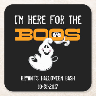 Benutzerdefiniert hier für Boos-Halloween-Party-Un Rechteckiger Pappuntersetzer
