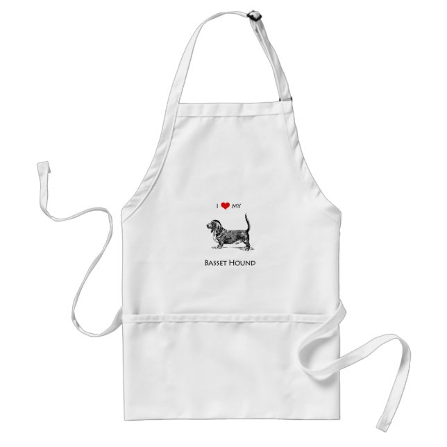 Benutzerdefiniert I Liebe Mein Basset-Hund Schürze (Vorne)