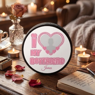 Benutzerdefiniert I Liebe Mein Freund - Foto und N Eishockey Puck